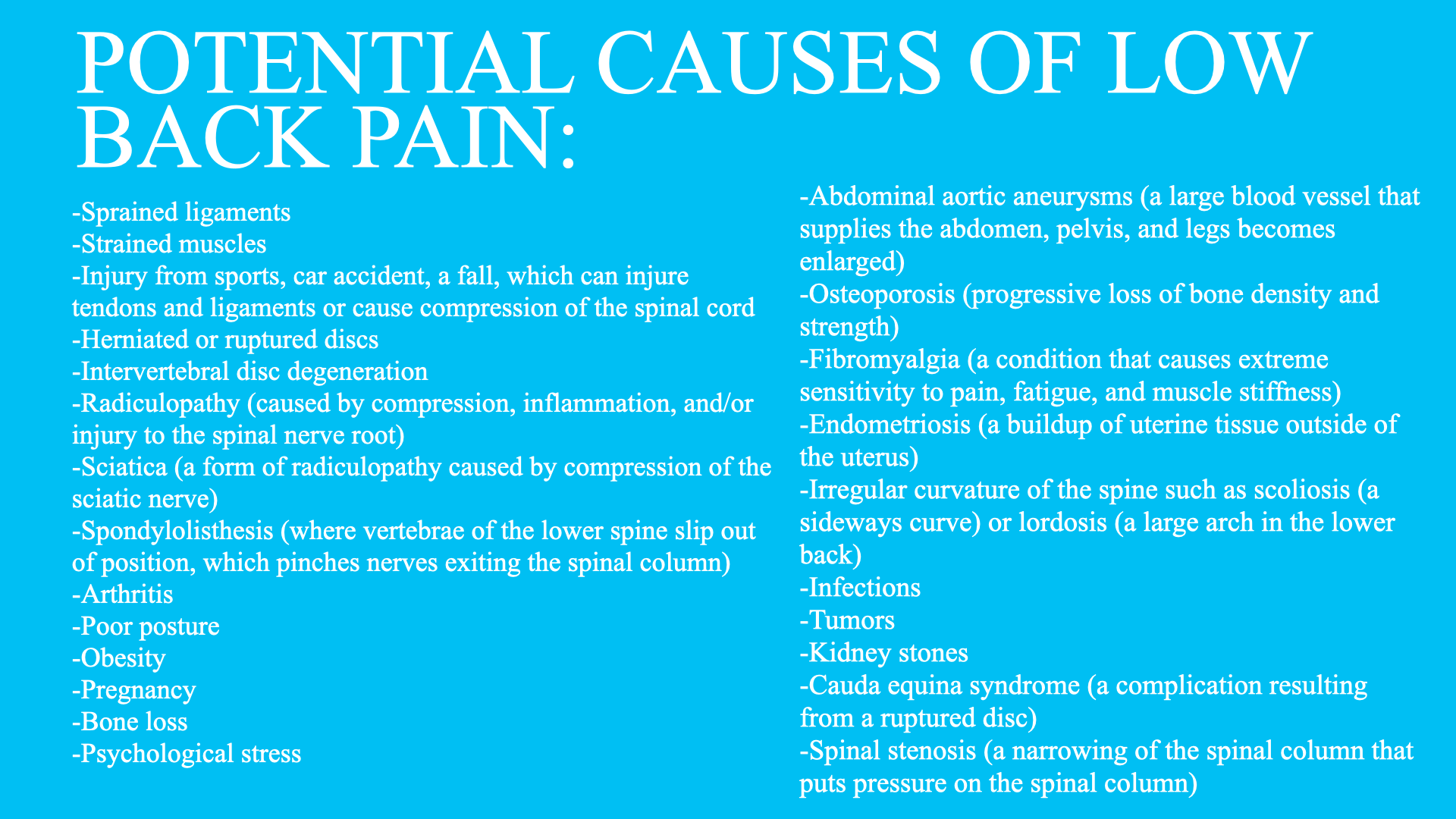 low back pain